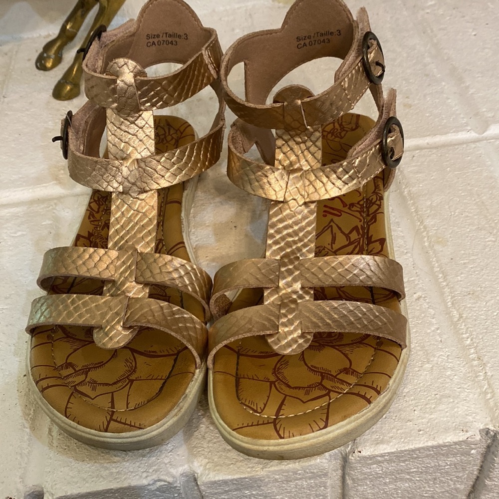 Blow fish Malibu Rose gold gladiator sandals.